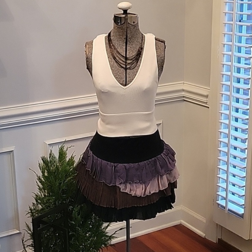 Multi Layer Mini Skirt | Black | L